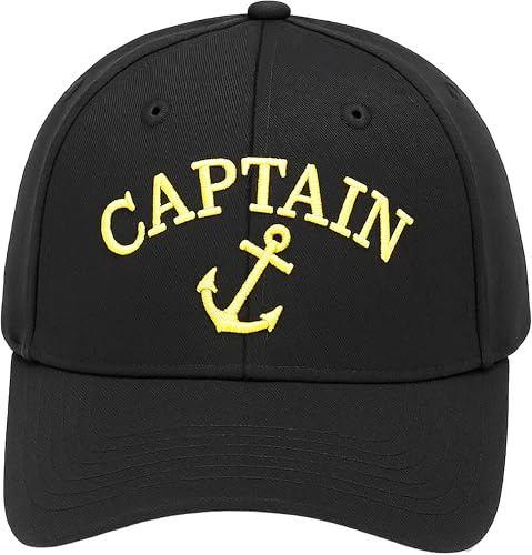 4sold Kapitänsmütze Cap Captain Ancient Mariner, Captain Cabin Baseballmütze Inschrift Schriftzug Schwarz Weiß rot Weiss Army Military Baseballmütze Security (Anchor Captain)