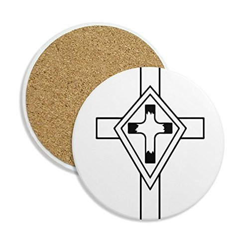 DIYthinker Religion Christentum Kreuz Kultur Design Stein Getränk Keramik-Untersetzer für Becher-Schalen-Geschenk 2pcs
