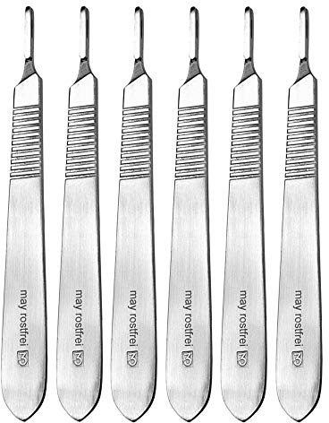 May Set 6x Skalpellhalter Figur 3 Skalpellgriff Edelstahl Modellbau | 6er Set robuster Skalpellhalter (Figur 3) aus Edelstahl für Modellbau und präzise Grafikarbeiten