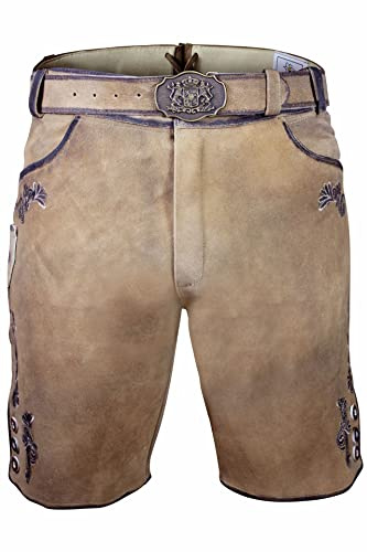 Bayeriskt traditionellt krosläder kort läderrem av mjukt dragläder inkl. bälte Gr. 46–64
