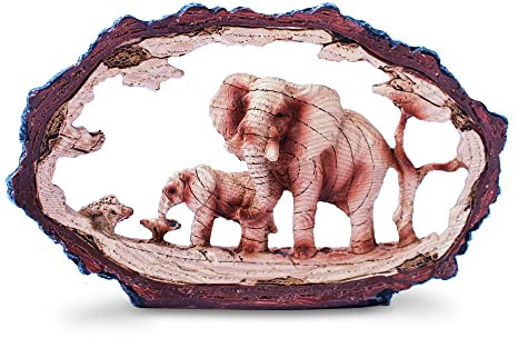 Llamativo elefante majestuoso de pie con becerro de bebé, adornos de elefante, regalo de accesorio para el hogar, sala de estar, animal de vida silvestre