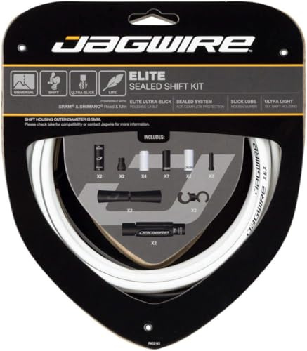 Jagwire - Universal 2X Elite Sealed DIY Shift Cable Kit | for Road, MTN, and Gravel Bike | SRAM and Shimano Shifter Compatible, Polished Ultra Slick Cables with Lubricated Liners, 3 Colors