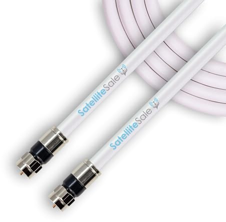 SatelliteSale Digital 75Ohm RG-6/U Coaxial Cable with F-Type Connector Indoor/Outdoor White Cord 6 feet