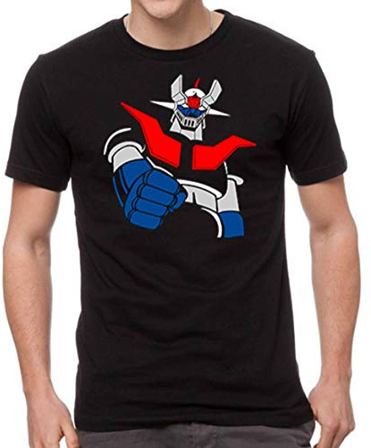 JUL Mazinger Z Camiseta Hombre Mazinger Z Negra 100% Algodon - Camisetas Anime EGB. (L)