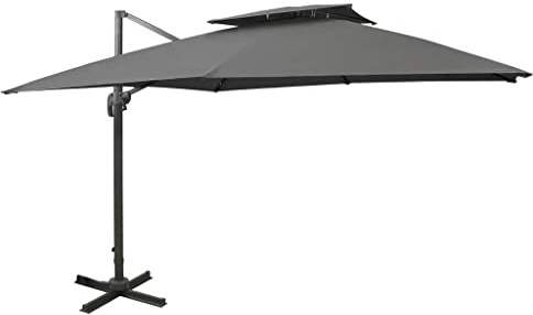 vidaXL Ampelschirm mit Lüftung Sonnenschirm Gartenschirm Marktschirm Strandschirm Schirm Kurbelschirm Terrassenschirm 300x300cm Anthrazit