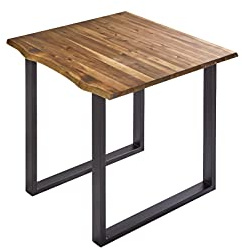 SAM Esstisch Esra 80x80 cm Akazie Cognac Baumkante U-Gestell schwarz | Baumkantentisch massiv, Akazienholz cognacfarben, 26 mm Tischplatte, Esszimmertisch