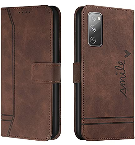 Trugox Handyhülle für Samsung Galaxy S20 FE 5G Hülle Klappbar Klapphülle mit Kartenfach Handytasche Handy Schutzhülle Tasche Leder Wallet Flip Case Slim Book Cover - Braun