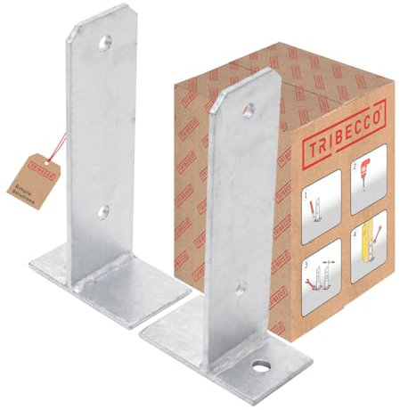 TRIBECCO® Soporte para postes en U, ajustable, forma de U para atornillar, placa de suelo, poste de madera cuadrada, ancla, galvanizado en caliente (ajustable)