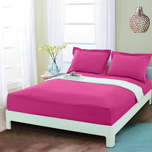 Mocassi King Fitted Sheet - Deep Pocket Cooling Sheets up to 16 inch - Hotel Luxury 1800 Premier - Softest Sheets - Wrinkle Resistant - 1 Single Bottom Fitted Sheet, King, Hot Pink