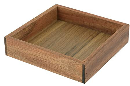 TENDANCE Plateau de Salle de Bain carré en Acacia