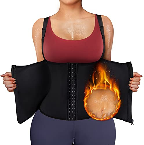 Bingrong Gilet de Sudation pour Femme Sauna Sport Ceinture de Sudation Gaine Amincissante Ventre Plat Corset Minceur Serre Taille pour Fitness Néoprène Ceinture Abdominale Débardeur (Small, Noir)