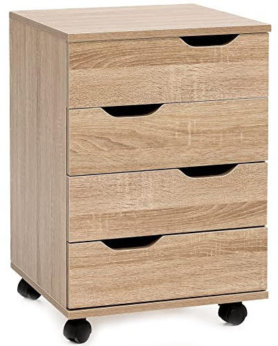 möbelando Rollcontainer WL5.931 Sonoma 40x60x40cm Schubladenschrank Büro Container | Schreibtischcontainer mit Schubladen | Bürocontainer Beistellcontainer mit Rollen | Kleiner Schubladencontainer