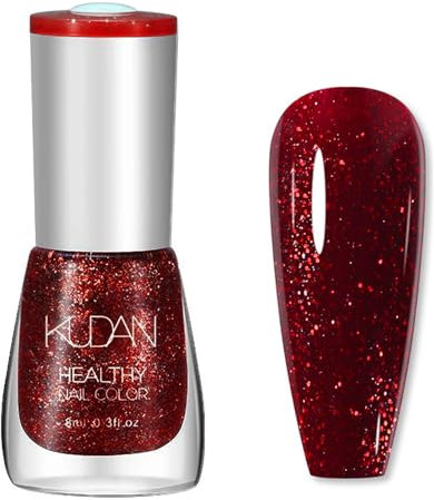 Rot Glitzer Nagellack - Weinroter Schnelltrocknender Mit Cremigem Finish, Langanhaltend, Chip Resistant für DIY Nail Art Maniküre Zu Hause 8ML (11)