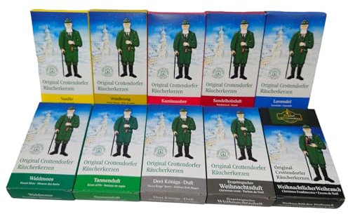 Sparpack Crottendorfer Räucherkerzen 10x 24 Kegel 10er Set Vanille + Waldhonig + Kaminzauber + Sandel + Lavendel + Waldmoos + Tannenduft + DREI Königs-Duft + Erz-Weihnachtsduft+ Weihrauch