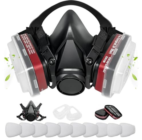 ANUNU Chemische Atemschutzmaske, Wiederverwendbar Gesichtsschutz für Farbe, Staub, Polieren, Sprühen, Epoxidharz, Schleifen