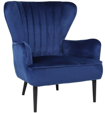 SVITA Arthur Sessel Relaxsessel Ohrensessel Modern Gepolstert Samt Dunkelblau