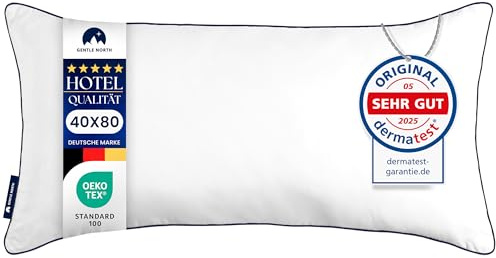 Gentle North Hochwertige Kopfkissen 40x80 cm groß in Hotelqualität - Flauschiges, gut gefülltes Schlafkissen für Allergiker geeignet (Ökotex 100 Zertifiziert) - 60° Waschbar