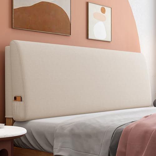 ZZYK Bett Rückenlehne Kopfteil Kissen Wandkissen Lendenkissen Tagesbett Bank Nackenrolle Abnehmbare Bezugsunterstützung Für Fernsehen, Spielen, Ausruhen,Beige,Paste 59/Queen
