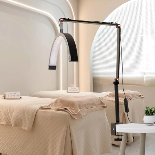 Carziyer Lampada da Terra a LED per Extension Ciglia e Lampada per Trucco a Mezzaluna (A clip-nero)