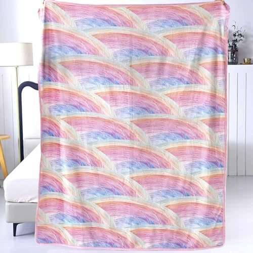 SDY Rainbow Throw Blanket 50*60,Soft Rainbow Blanket for Girls Boys and Kids,Microfiber Flannel Blanket for Girls,Boys Kids Sofa Bedroom Camping
