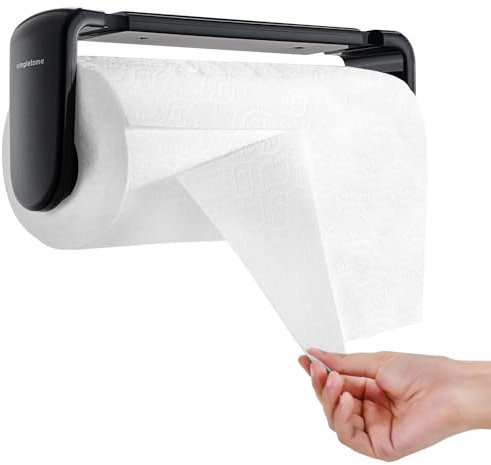 simpletome küchenrollenhalter EINE Hand REISSEN Adaptiver Spannarm Einstellbare Länge 9,4–11zoll/24–28cm (Schwarz)