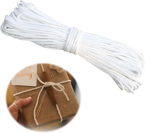 Cordoncino di ricambio per tende a pacchetto da 2 mm, 20 m, in nylon intrecciato bianco, per appendere cornici, per artigianato, tende, finestre, tende verticali
