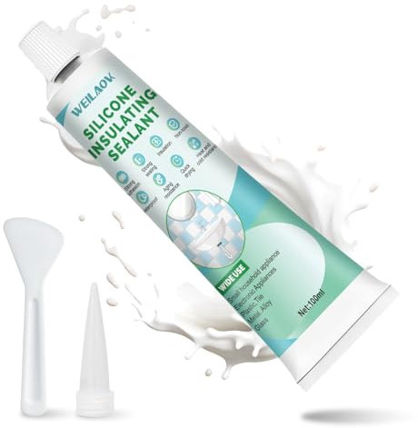 WEILAOK Silicone Trasparente, Sigillante Impermeabile Trasparente, Silicone Antimuffa Adesivo Siliconico per Bagno, Cucina, Piscina, Finestra, Serbatoio Dell'acqua-100ml