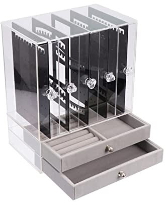 MAGICLULU Schmuckständer Für Halsketten Ring-aufbewahrungshalter Schreibtisch Organizer Mit Türen Und Schwarz Für Geschäft Und Zuhause