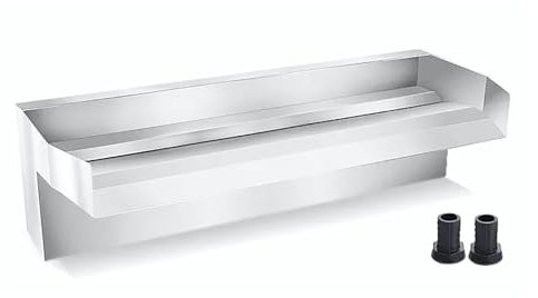 Cascata in acciaio inox per laghetto a cascata, rettangolare, per piscina, fontana a cascata, per piscina interrata, fontana d'acqua all'aperto (80 cm)
