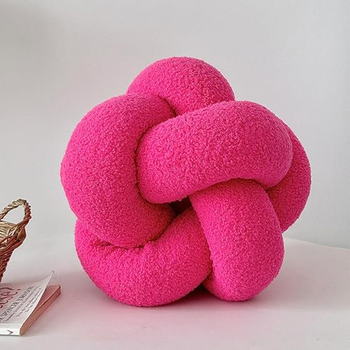 Liemuao Knotenkissen, Sofakissen aus Plüsch, 3D-Kugelkissen, Knoten, Spielzeug, handgewebt, Kawaii, Heimdekoration, Plüschkissen, 30 cm (Rosa)