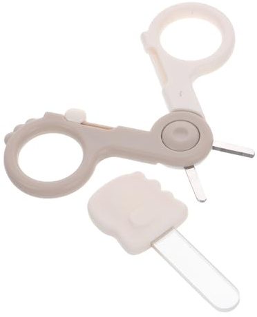 TOYANDONA Set 1 Kit Cura Unghie per Ragazzo Ragazza Forbicine Antischiacciamento in Acciaio Inossidabile e Limetta in Vetro Ergonomica, per Uso Domestico Beige