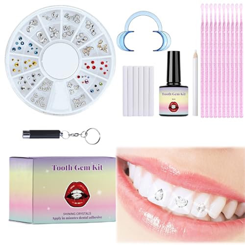DIY Zahn Edelsteine Kit Zähne Kristall Dekoration für Frauen Abnehmbare Zahnornamente Zähne Dekor Mode Diamant Kristall Edelsteine
