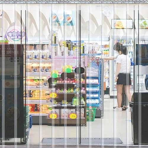 ELzEy Transparenter PVC-Türvorhang, Kunststoff-isolierte Streifenvorhänge, Dicke 2,3 mm, Anpassbar, Mit Montagezubehör, for Supermarkt-Restaurant-Geschäfte (0,15 x 2,0 m)(0.15x2.4m/5.9x94in)
