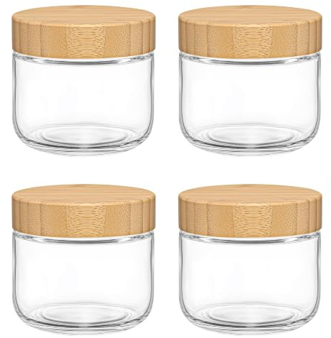 LIMILI Overnight Oats Jar, Glass Overnight Oats Containers with Wooden Lids