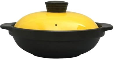Cocotte Piccole casseruole for cucinare pentole in ceramica Casseruola antiaderente con coperchio for bruciare a secco(Lemon yellow)