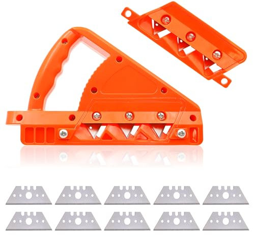 ZHIQIN Taglierina per Bordi in Cartongessom Pialla Cartongesso a Mano Tagliabordi con Balde a 45 ° e 60 ° con 10 Lame di Ricambio Strumento di Taglio per Assi di Legno Piallati a Mano