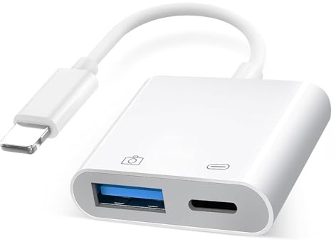 Denlane Lightning auf USB Adapter, USB OTG Kamera Adapter mit Ladeanschluss für iPhone & iPad unterstützt Kartenleser, U Disk, Tastatur, Maus, Hubs, MIDI, Plug & Play