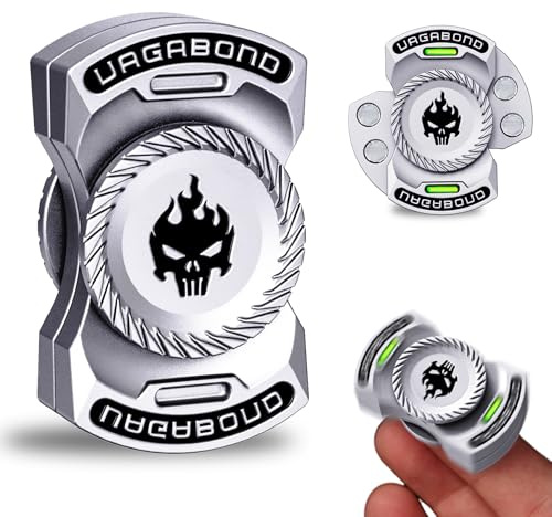 Uppgraderad 3-i-1 Fidget Spinner metall | Magnetisk Slider, klicker och tyst snurra för stressminskning och fokus | Premium anti-stressgadget för kontor, vuxna och skrivbord, gåva (silver)