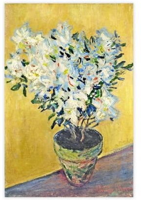 Claude Monet Famous Prints White Azaleas in A Pot Poster Print for Teen Boys Room Canvas Wall Art Canvas Painting Print Unframe 24x36inch