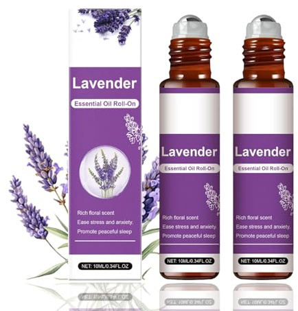 2 Stück Lavendelöl ätherisches öl, 10ml Erstklassige Qualität, Roll-On Aromatherapie Aromatherapieöl Duftöl Lavendel Ätherische Öle für Diffuser, Entspannen, Kerzenherstellung für Frauen