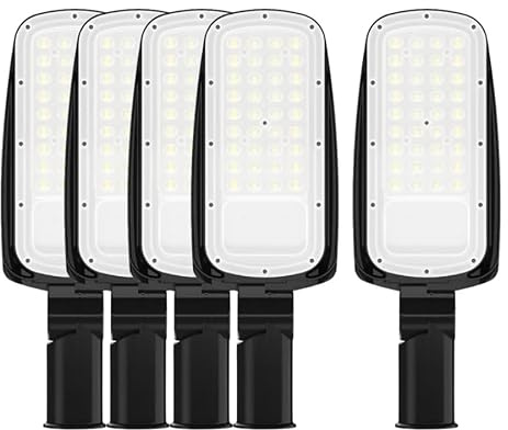 ENOVALITE 5 Stück LED Straßenlaterne 50W 7000lm, 5000K Neutralweiß | IP65 Außenleuchte, Mastleuchte, geprüfte Straßenlampe für Hof, Einfahrt, Parkplatz und Wege, Außenbeleuchtung