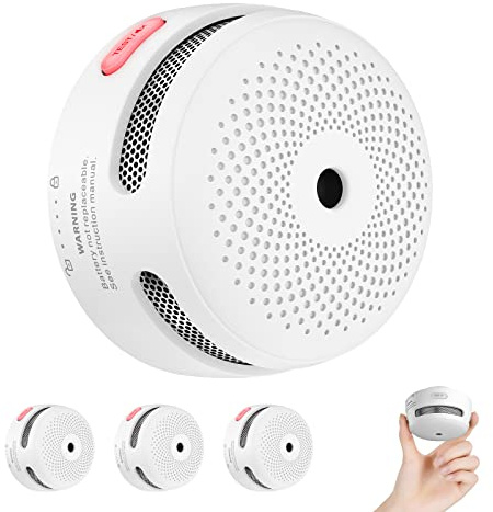 X-Sense Mini Smoke Alarm for Home, 10-Year Battery Fire Alarm, Smoke Detector with LED Indicator & Silence Button, Conforms to EN14604 Standard, XS01, 3-Pack