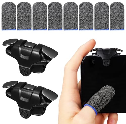 WEKADRIN Mobile Game Controller mit Schwarzer Chicken King Generation Trigger und Silberfaser Fingerhandschuhe Stabile Touchscreen funktion Kompatibel mit Meisten Zufällige Zufällige Farbe