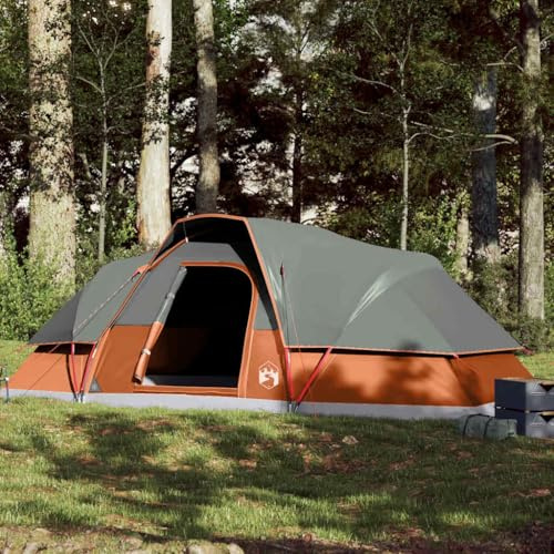 Kuppel-Familienzelt für 9 Personen, Orange, wasserdicht, 190 cm hoch, mit E-Anschluss, Campingzelt, ideal für Outdoor-Abenteuer