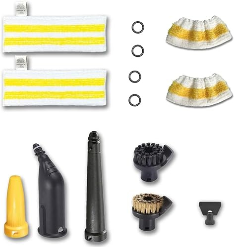14 accesorios para limpiador de vapor Kärcher SC1 SC2 SC3 SC4 SC5, boquilla alargada, boquilla curvada, cepillo redondo, boquilla para juntas, paño de microfibra para cierre de bayoneta original