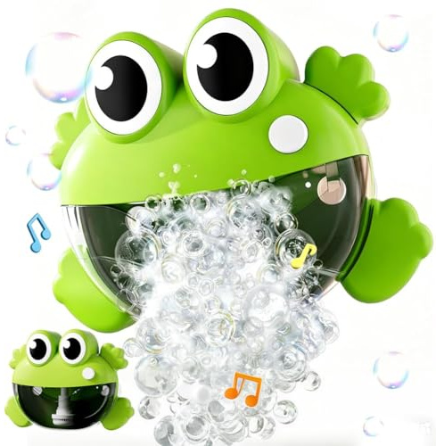 Spiritzohic Frog Baby Bath Toys, Frog Bath Bubble Machine Automatic Musical Bubble Machine Bathtime Bathtub Toy Bubbles Maker Toys with Music Fun Shower Toy Gifts Birthday Animal Set