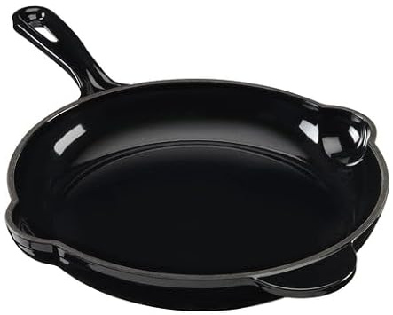 Cooks Professional 26cm Cast Iron Frying Pan | Round Heavy-Duty Skillet Cooking Pan with Enamel Interior | Oven Safe to 260°C, Induction & All Hob Compatible | PFAS, PFOA & PTFE-Free | Black