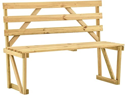 Tonture Gartenbank 120 cm Kiefernholz grün imprägniert mit Rückenlehne und Armlehne, wetterfeste Holzbank für Terrasse Balkon Outdoor, robuste Sitzgelegenheit für Vorgarten Hof Veranda