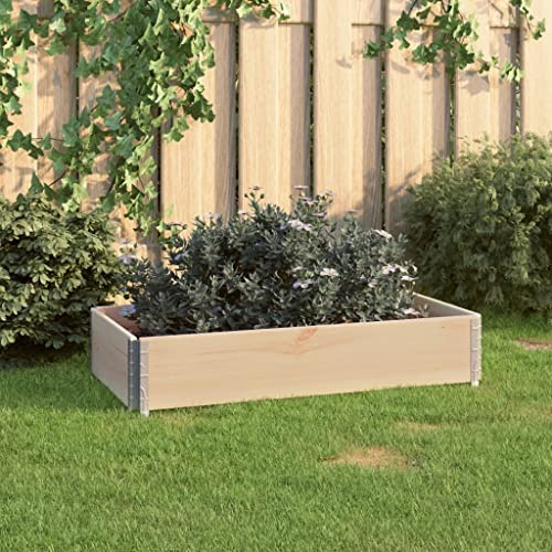 YunCangg Bancal de madera maciza de pino, 50 x 100 cm, apilable, plegable, con esquinas de metal galvanizado, jardinera para jardín, balcón, terraza, exterior, plantas, hierbas, verduras