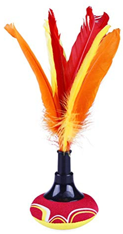 RiToEasysports Neopren Hand Shuttlecock Beach Featherball Hand Badminton 24 X 8 Cm med Gåsfjädrar Tät Gummibas för Inomhus Utomhuslek Träning Koordination Fokus för Barn Vuxna (Färgrik)